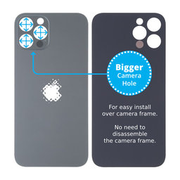 Apple iPhone 13 Pro Max - Sklo Zadního Housingu se Zvětšeným Otvorem na Kameru (Graphite)