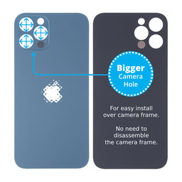 Apple iPhone 13 Pro Max - Sklo Zadního Housingu se Zvětšeným Otvorem na Kameru (Blue)