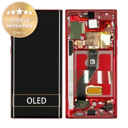 Samsung Galaxy Note 10 - LCD Displej + Dotykové Sklo + Rám (Aura Red) - GH82-20818E Genuine Service Pack