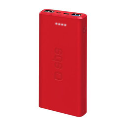 SBS - PowerBank 10 000 mAh, 2x USB 2,1A, červená