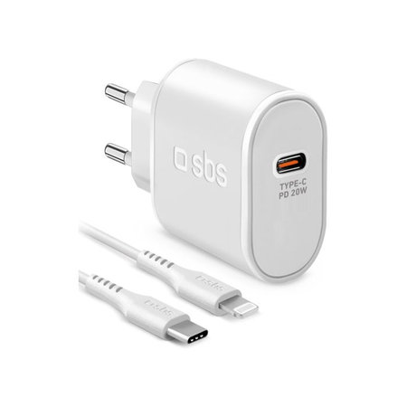 SBS - 20W Nabíjecí Adaptér USB-C PowerDelivery + Kabel Lightning (1m), bílá