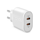 SBS - 20W Nabíjecí Adaptér 2x USB-C Power Delivery, bílá