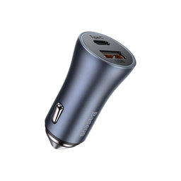 Baseus - Autonabíječka USB, USB-C, 3A, šedá