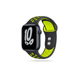 Tech-Protect - Řemínek Softband pro Apple Watch 4, 5, 6, 7, SE (42, 44, 45mm), black/lime