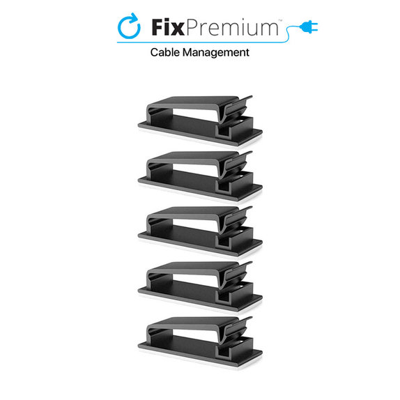 FixPremium - Organizér Kabelů - Svorky - Sada 5 kusů, černá