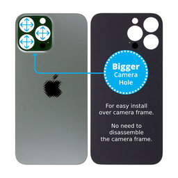 Apple iPhone 13 Pro Max - Sklo Zadního Housingu se Zvětšeným Otvorem na Kameru (Alpine Green)