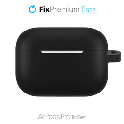 FixPremium - Silikonové Pouzdro s Karabinou pro AirPods Pro, černá