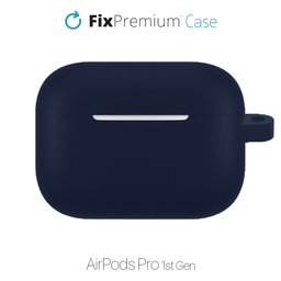 FixPremium - Silikonové Pouzdro s Karabinou pro AirPods Pro, modrá