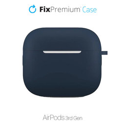 FixPremium - Silikonové Pouzdro s Karabinou pro AirPods 3, modrá