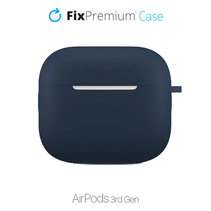 FixPremium - Silikonové Pouzdro s Karabinou pro AirPods 3, modrá