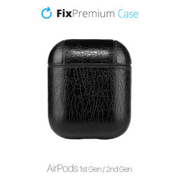 FixPremium - Pouzdro z Umělé Kůže pro AirPods 1 a 2, černá