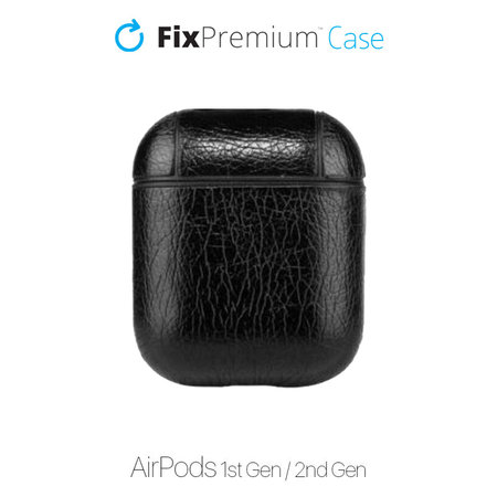 FixPremium - Pouzdro z Umělé Kůže pro AirPods 1 a 2, černá