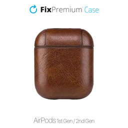 FixPremium - Pouzdro z Umělé Kůže pro AirPods 1 a 2, hnědá