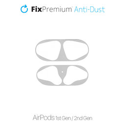 FixPremium - Nálepka proti Prachu pro AirPods 1 a 2, stříbrná