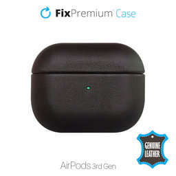 FixPremium - Kožené Pouzdro pro AirPods 3, černá