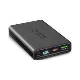 SBS - PowerBank s LCD 10 000 mAh, USB, USB-C PowerDelivery 20W, černá