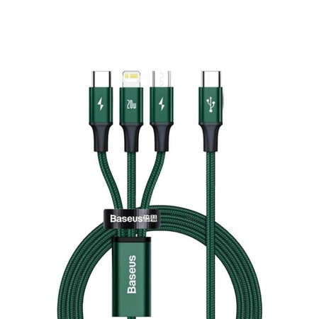 Baseus - Kabel - USB-C 3v1 (2x USB-C, Lightning) (1.5m), červená