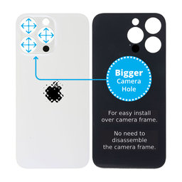 Apple iPhone 14 Pro Max - Sklo Zadního Housingu se Zvětšeným Otvorem na Kameru (Silver)