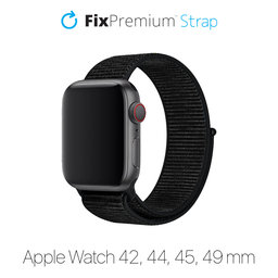 FixPremium - Nylonový Řemínek pro Apple Watch (42, 44, 45 a 49mm), černá