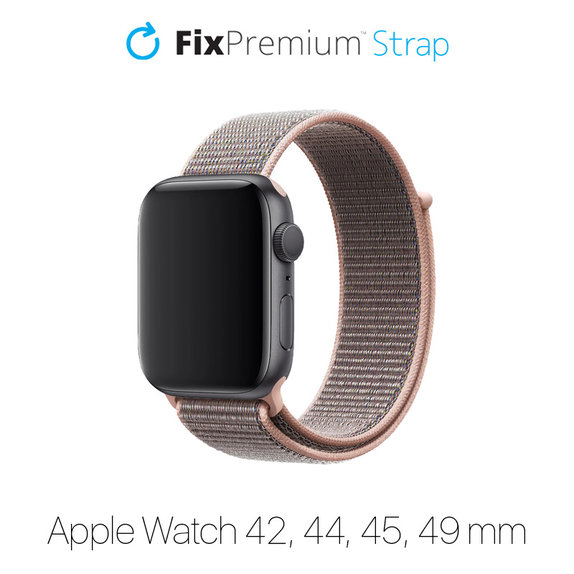 FixPremium - Nylonový Řemínek pro Apple Watch (42, 44, 45 a 49mm), růžová
