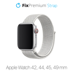 FixPremium - Nylonový Řemínek pro Apple Watch (42, 44, 45 a 49mm), bílá