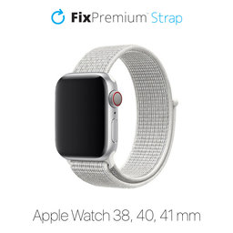FixPremium - Nylonový Řemínek pro Apple Watch (38, 40 a 41mm), bílá