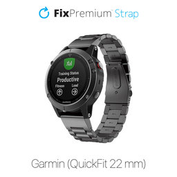 FixPremium - Remienok z Nehrdzavejúcej Ocele pro Garmin (QuickFit 22mm), čierny