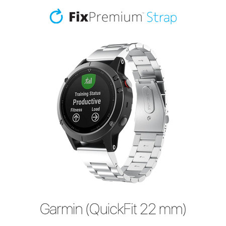 FixPremium - Remienok z Nehrdzavejúcej Ocele pro Garmin (QuickFit 22mm), strieborný