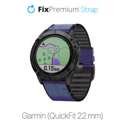 FixPremium - Kožený Řemínek pro Garmin (QuickFit 22mm), modrá