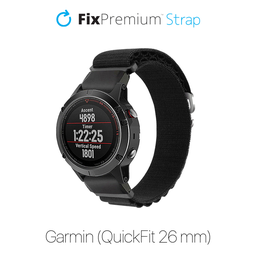FixPremium - Řemínek Alpine Loop pro Garmin (QuickFit 26mm), černá