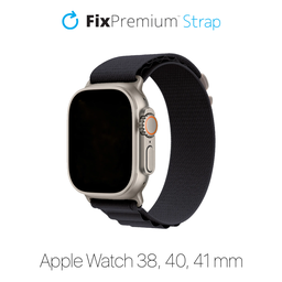 FixPremium - Řemínek Alpine Loop pro Apple Watch (38, 40 a 41mm), černá
