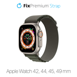 FixPremium - Řemínek Alpine Loop pro Apple Watch (42, 44, 45 a 49mm), zelená