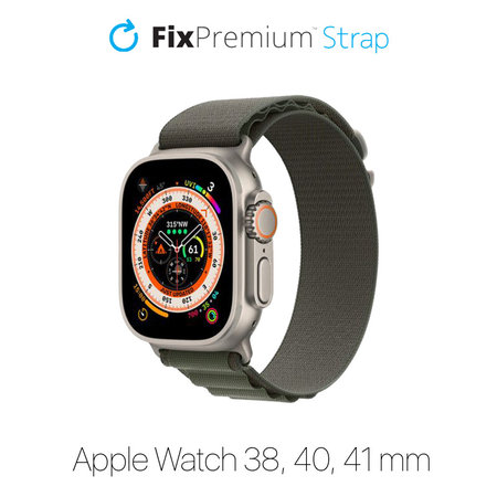 FixPremium - Řemínek Alpine Loop pro Apple Watch (38, 40 a 41mm), zelená