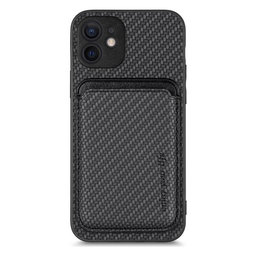 FixPremium - Pouzdro Carbon s MagSafe Wallet pro iPhone 12 mini, černá