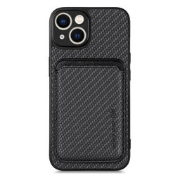 FixPremium - Pouzdro Carbon s MagSafe Wallet pro iPhone 13 mini, černá