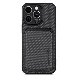 FixPremium - Pouzdro Carbon s MagSafe Wallet pro iPhone 14 Pro, černá