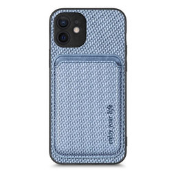 FixPremium - Pouzdro Carbon s MagSafe Wallet pro iPhone 12, modrá