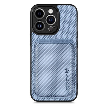 FixPremium - Pouzdro Carbon s MagSafe Wallet pro iPhone 13 Pro Max, modrá