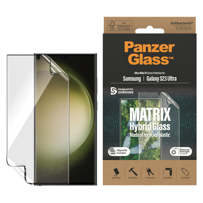 Hybridní sklo Matrix UWF AB FP wA pro Samsung Galaxy S23 Ultra, Čirá, PanzerGlass