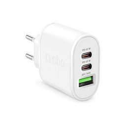 SBS - 65W Nabíjecí Adaptér USB (36W), 2x USB-C (65W, 45W), PowerDelivery, bílá