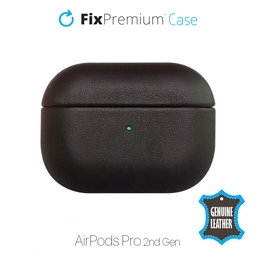 FixPremium - Kožené Pouzdro pro AirPods Pro 2, černá