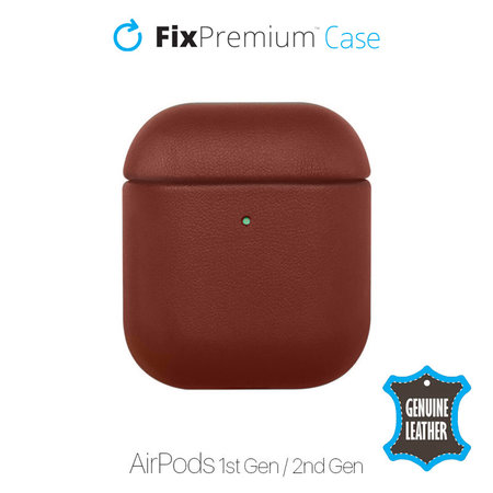 FixPremium - Kožené Pouzdro pro AirPods 1 a 2, hnědá