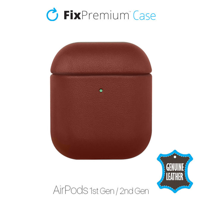 FixPremium - Kožené Pouzdro pro AirPods 1 a 2, hnědá
