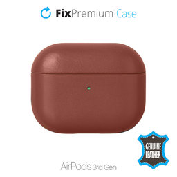 FixPremium - Kožené Pouzdro pro AirPods 3, hnědá