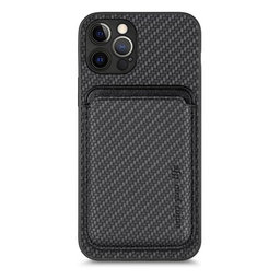 FixPremium - Pouzdro Carbon s MagSafe Wallet pro iPhone 12 Pro, černá