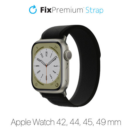 FixPremium - Řemínek Trail Loop pro Apple Watch (42, 44, 45 a 49mm), černá