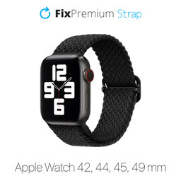 FixPremium - Řemínek Solo Loop pro Apple Watch (42, 44, 45 a 49mm), černá