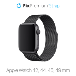 FixPremium - Řemínek Milanese Loop pro Apple Watch (42, 44, 45 a 49mm), černá