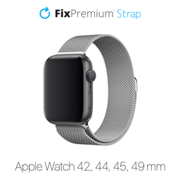 FixPremium - Řemínek Milanese Loop pro Apple Watch (42, 44, 45 a 49mm), stříbrná
