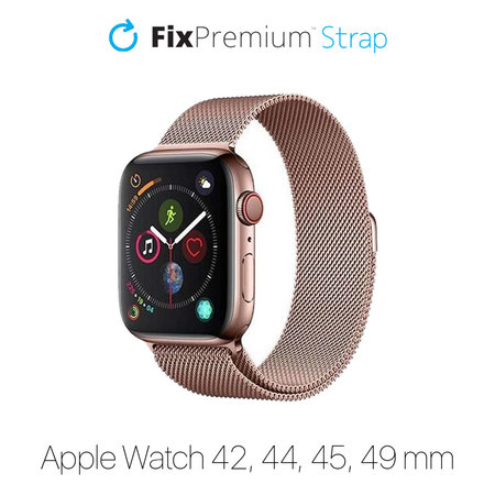 FixPremium - Řemínek Milanese Loop pro Apple Watch (42, 44, 45 a 49mm), rose gold